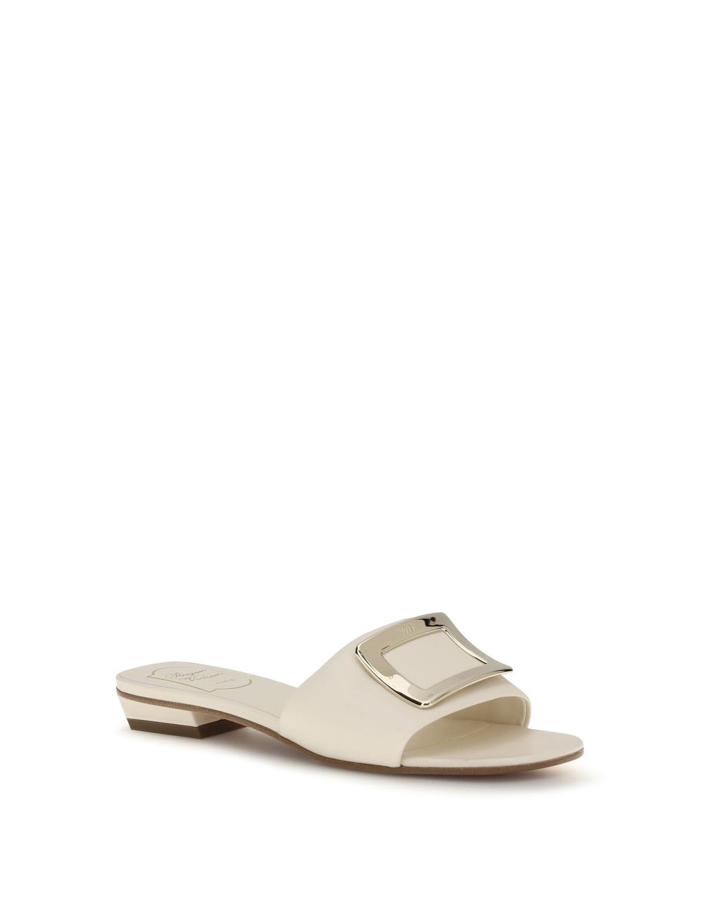 Roger Vivier White Leather Slide Sandals