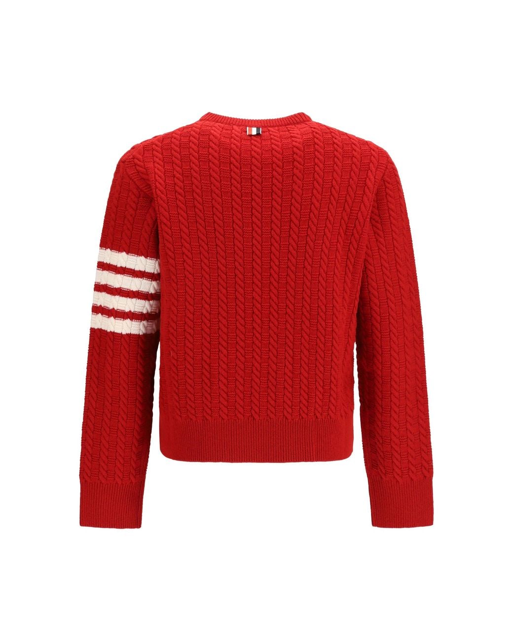 Thom Browne Red 4-Bar Anchor Merino Wool Sweater for men