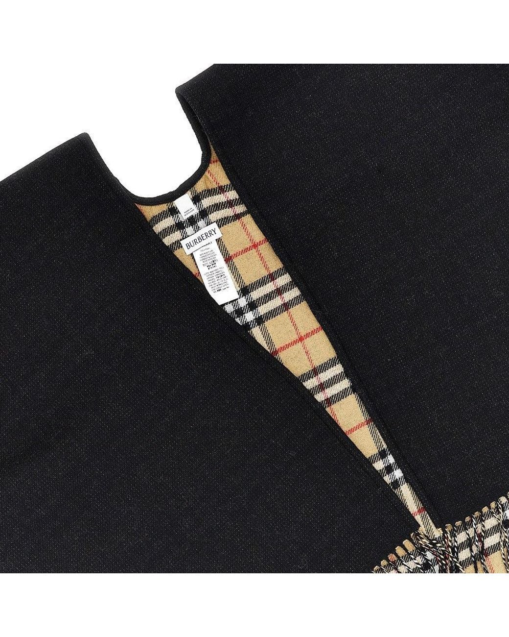 Burberry Black Check Wool Reversible Cape