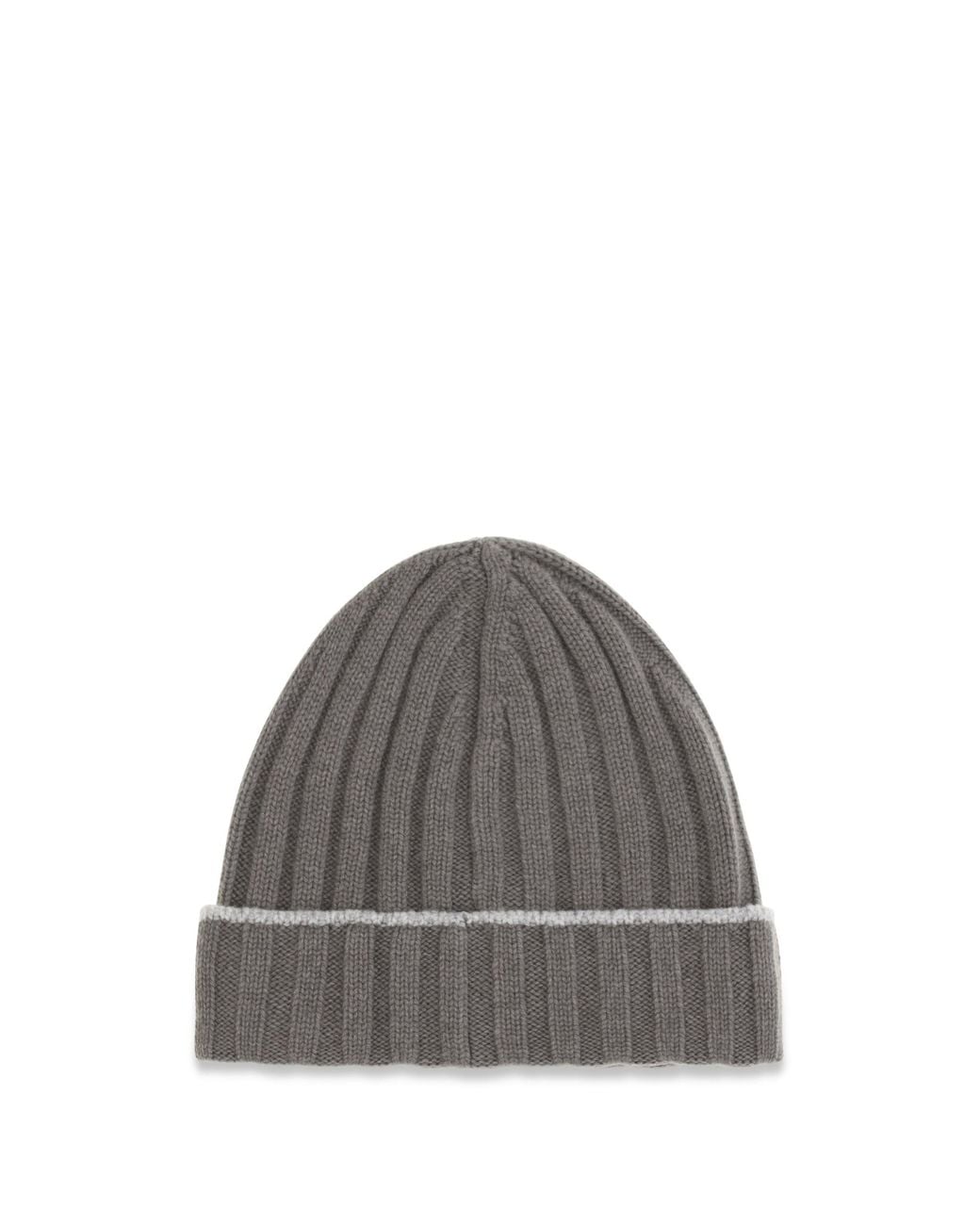 Brunello Cucinelli Gray Beanie Hat Cashmere Army Washed for men