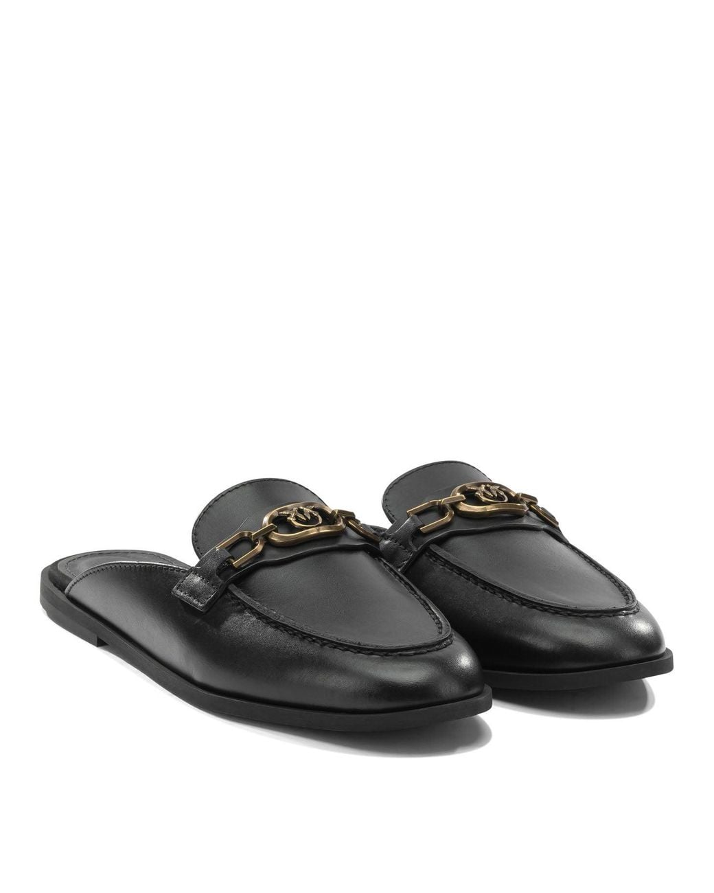 Pinko Black Leather Loafers