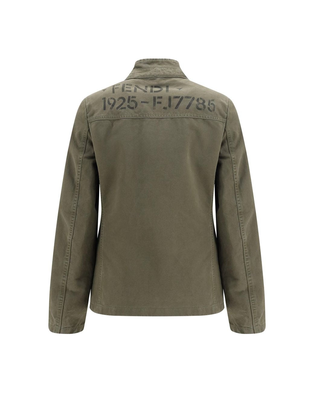Fendi Green Drill Jacket Verde Militare