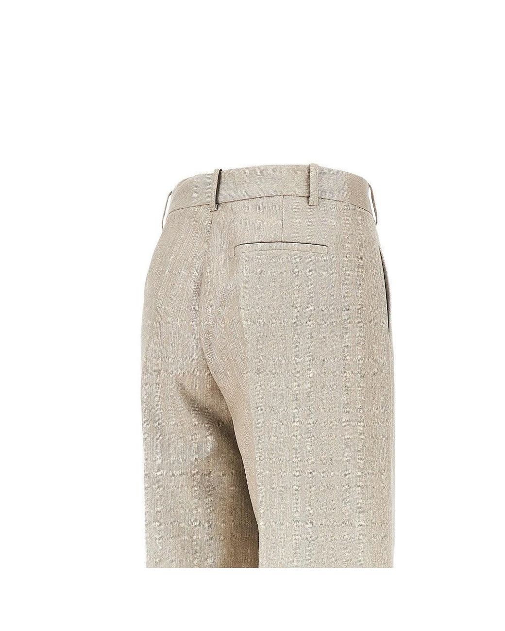 Pinko Natural Lurex Viscose And Wool-Blend Pants