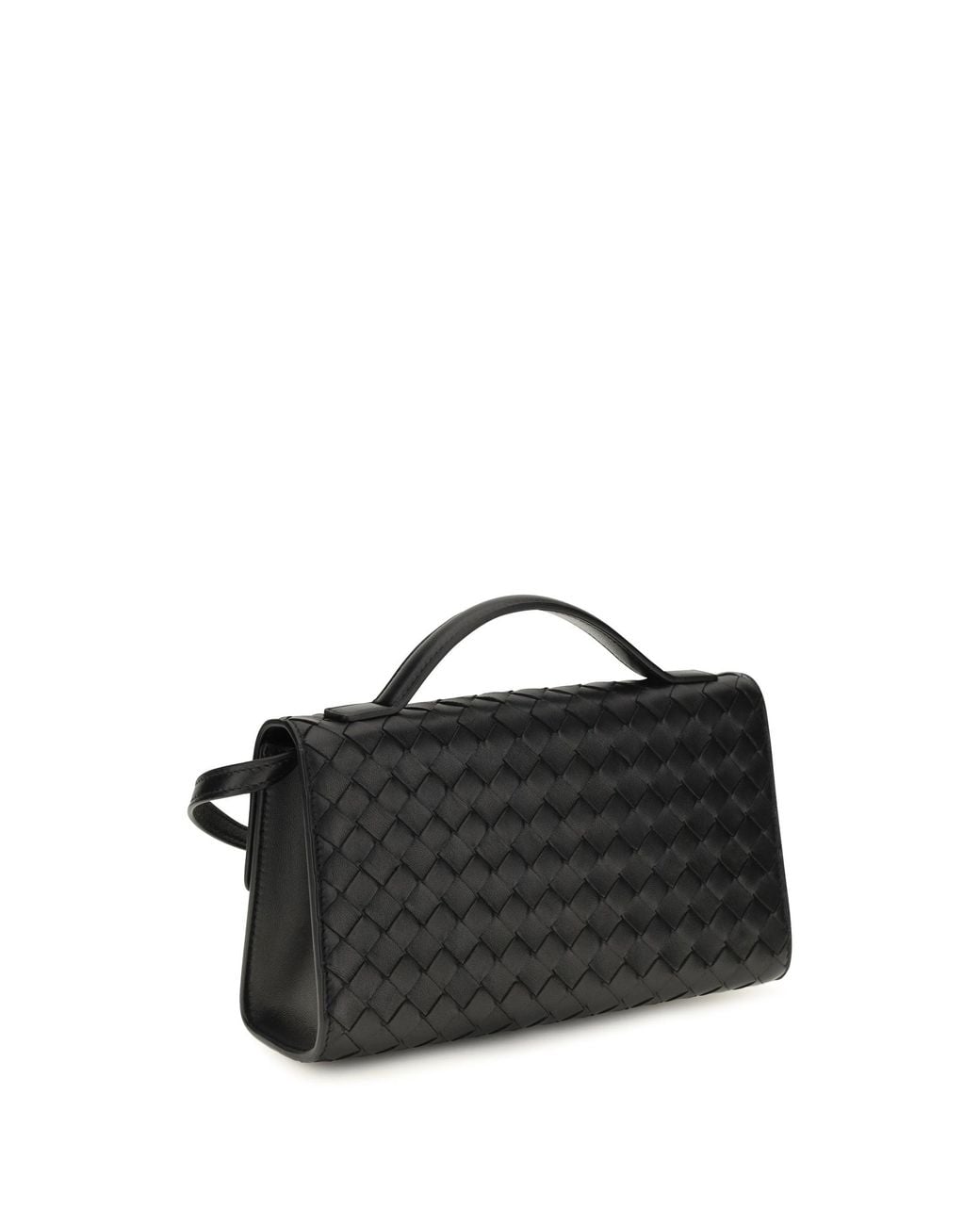 Bottega Veneta Black Andiamo Top-Handle Clutch
