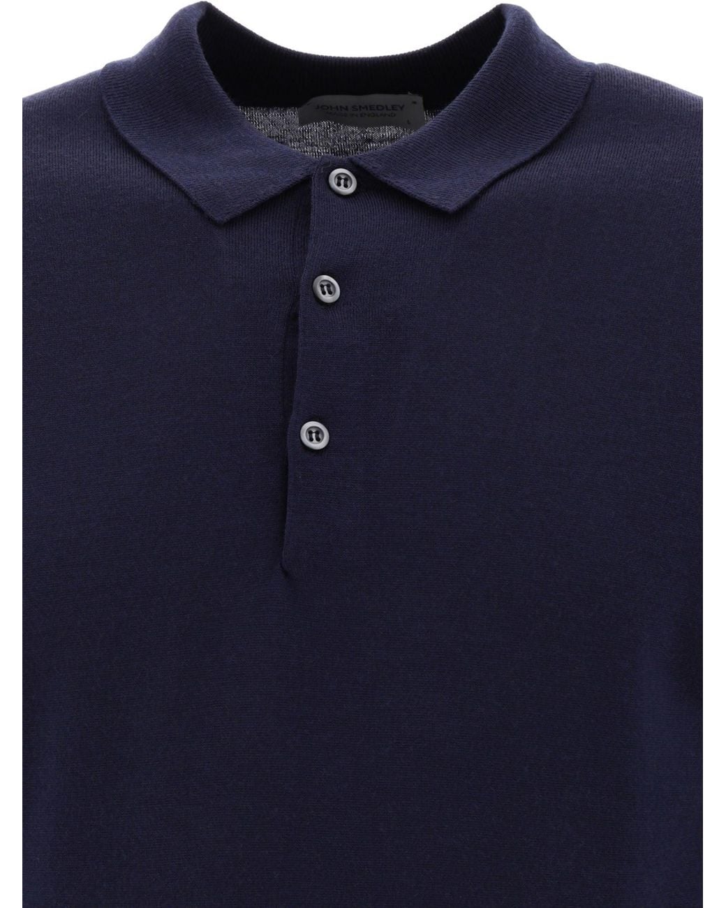 John Smedley Blue "Belper" Merino Wool Polo Shirt for men