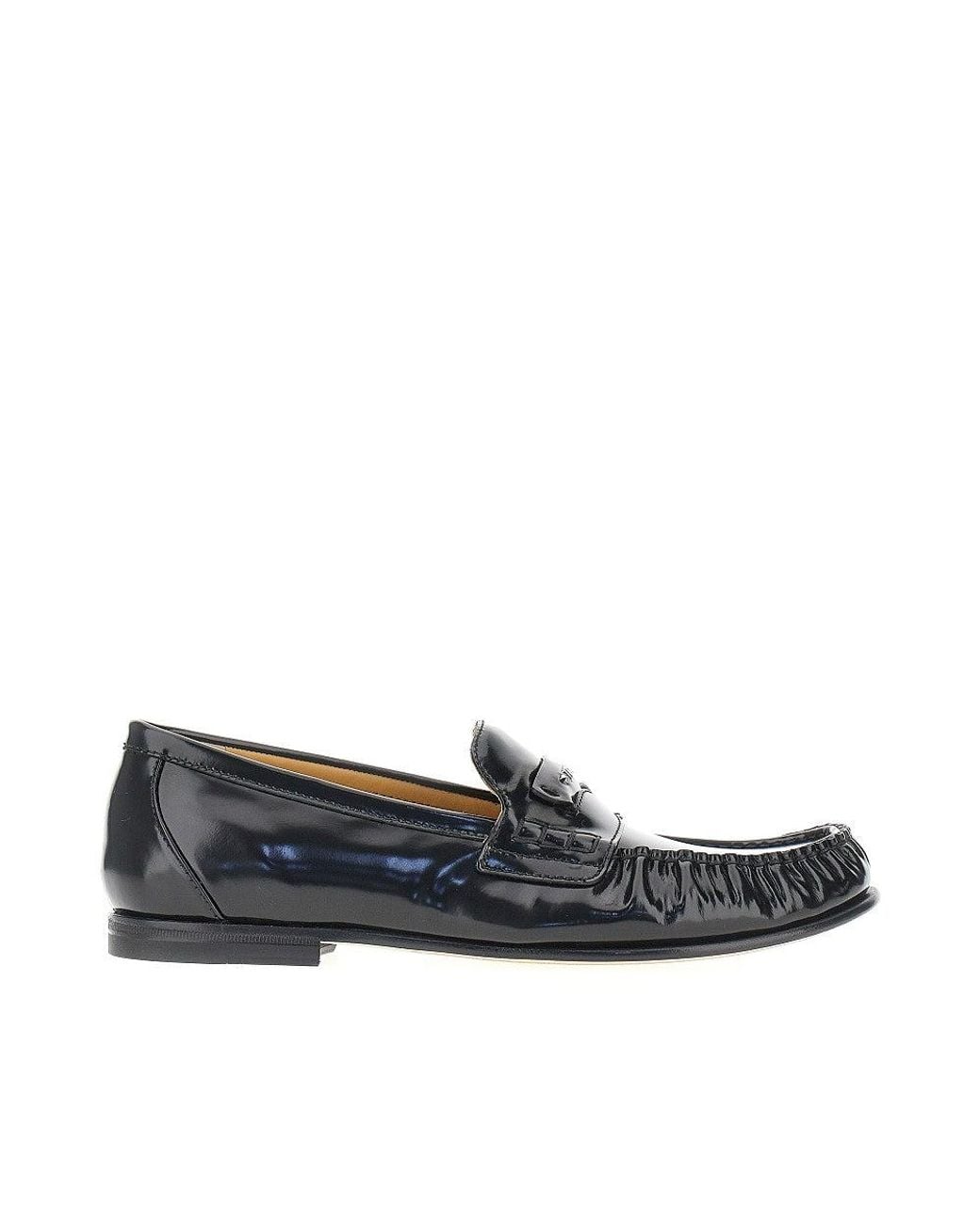 Fendi Blue Scrunch' Leather Loafers 37