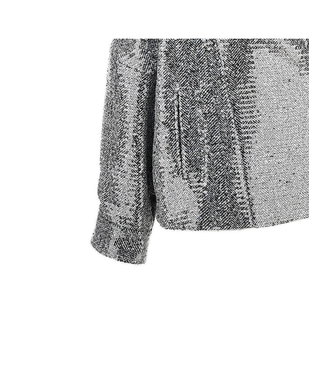 Pinko Gray Sequinned Chevron Cloth Jacket