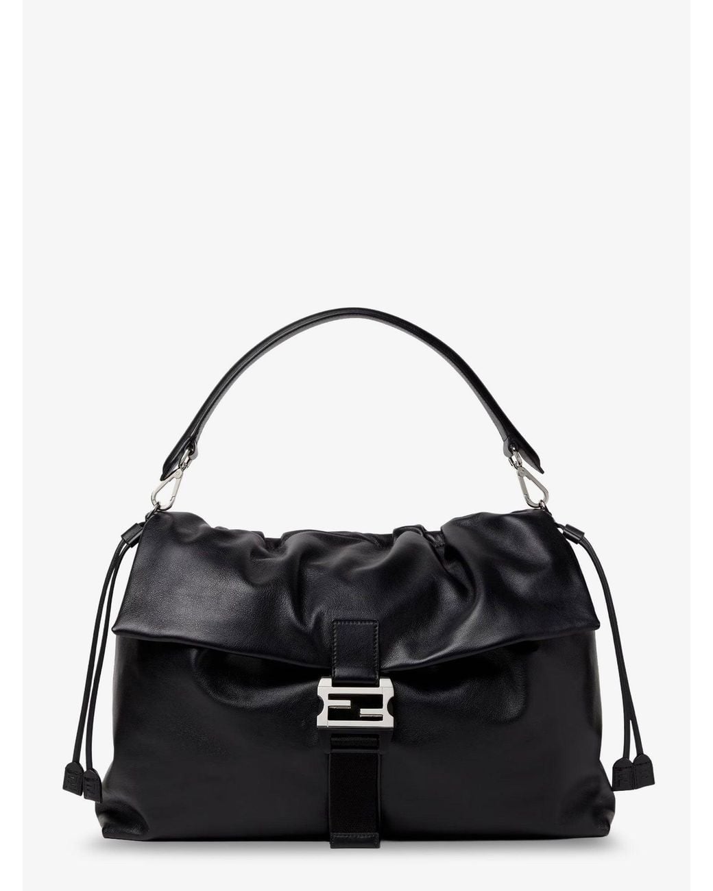 Fendi Black Flux Maxi Messenger Leather Crossbody Bag for men