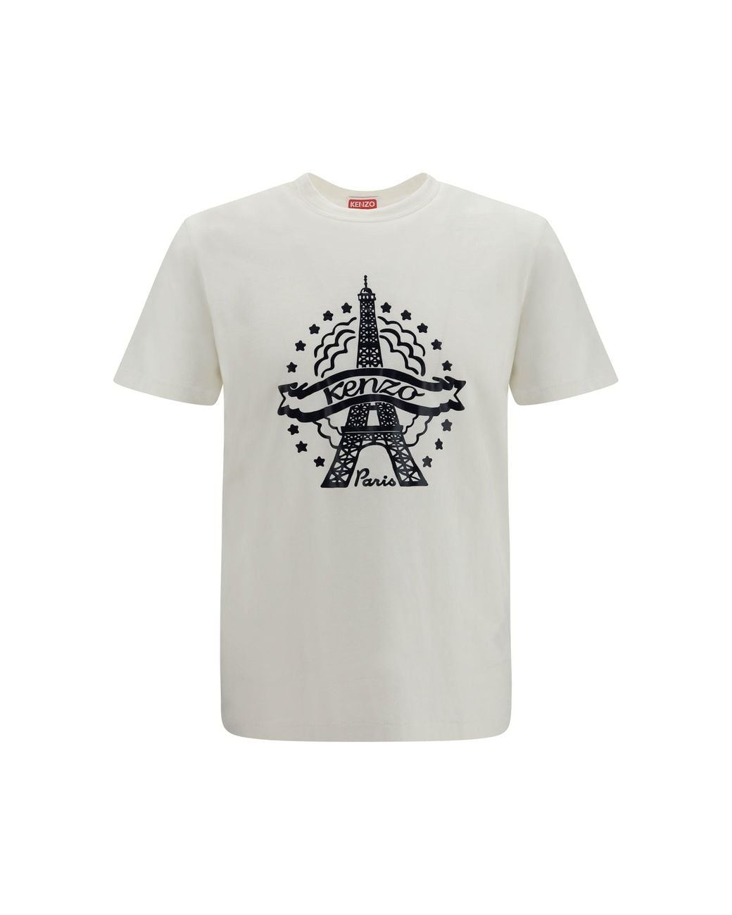 KENZO Gray Eiffel Tower Design Cotton T-Shirt for men