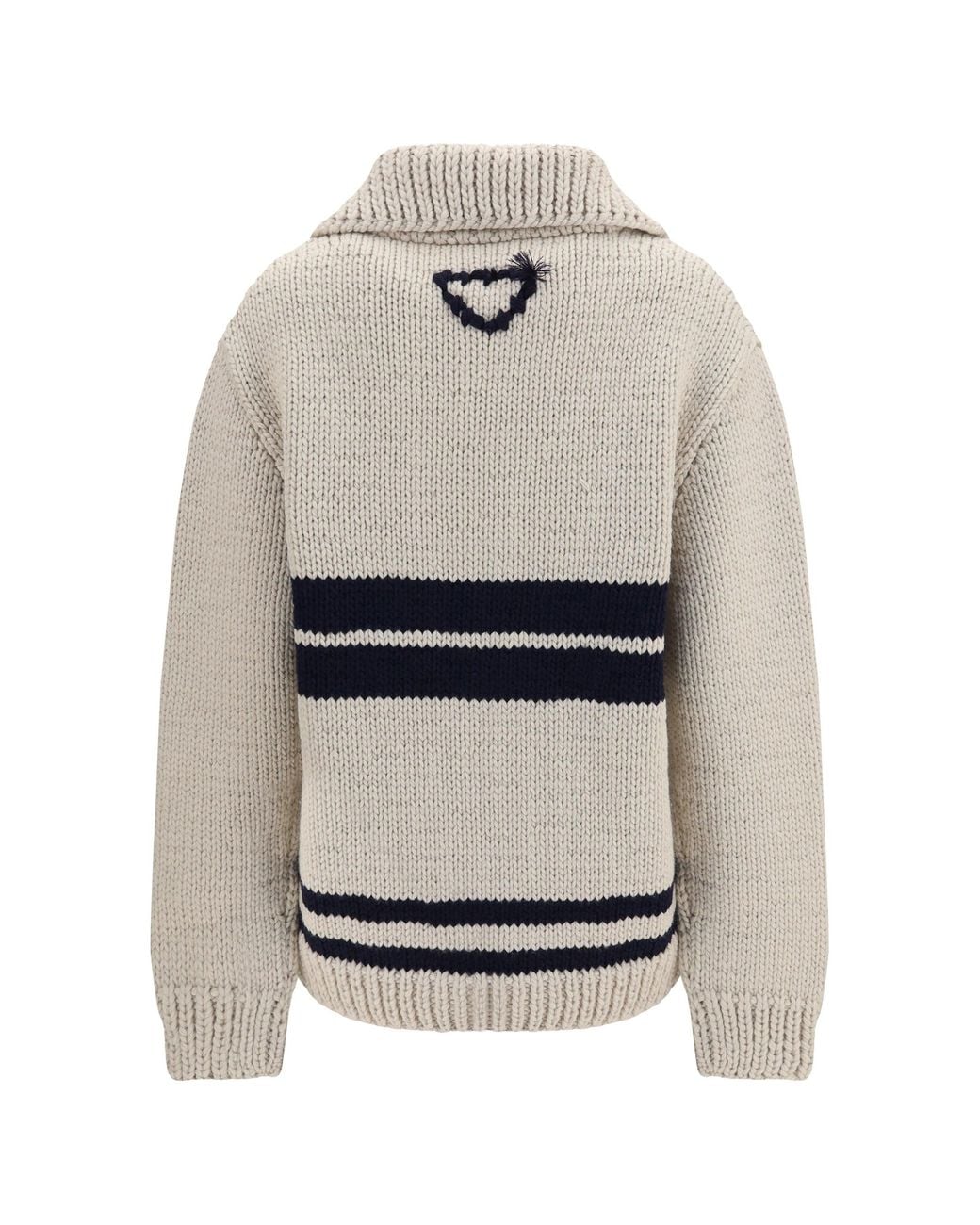 Prada White Wool Zip Cardigan Avorio Blu