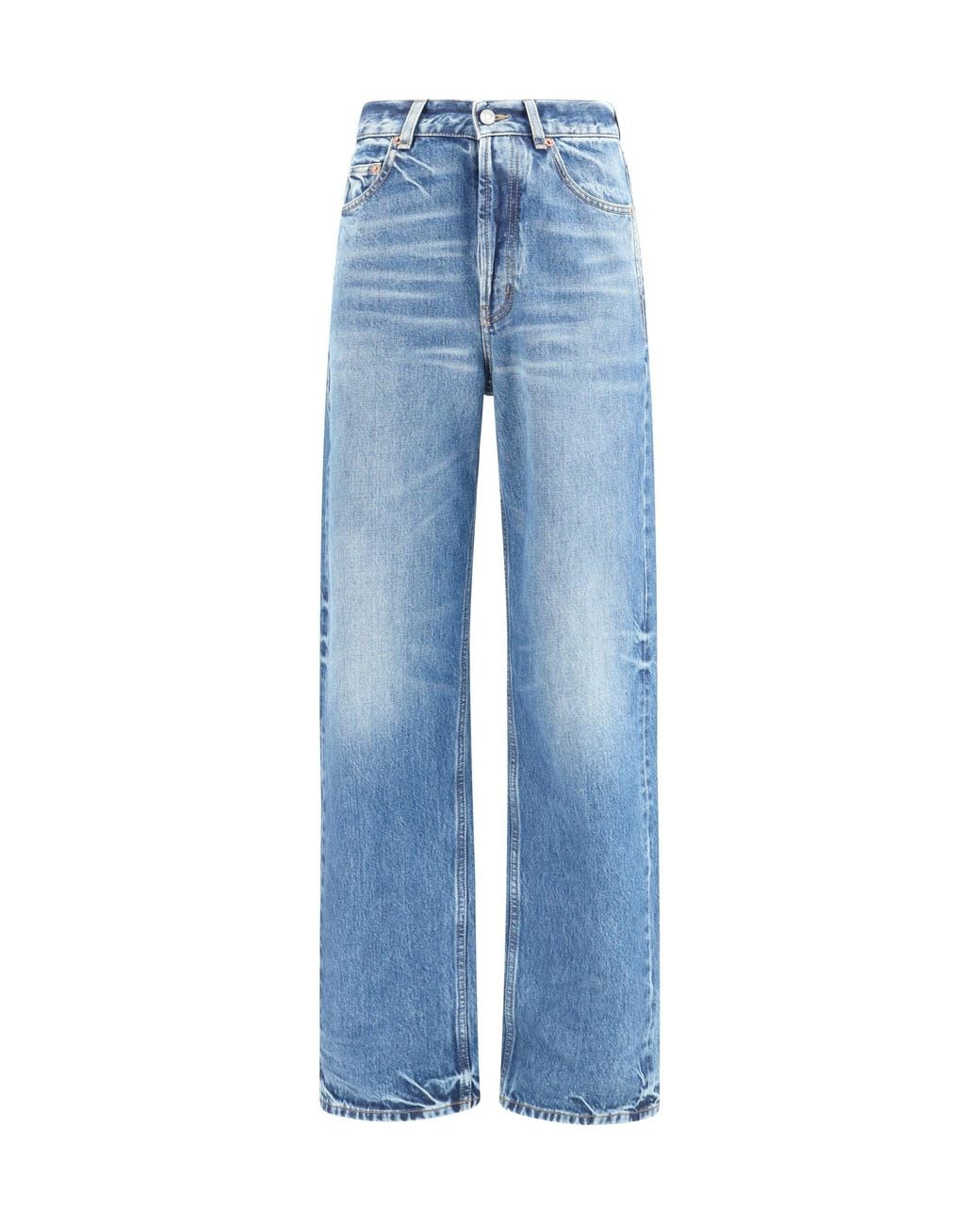 Saint Laurent Blue High Waisted Wide Leg Jeans