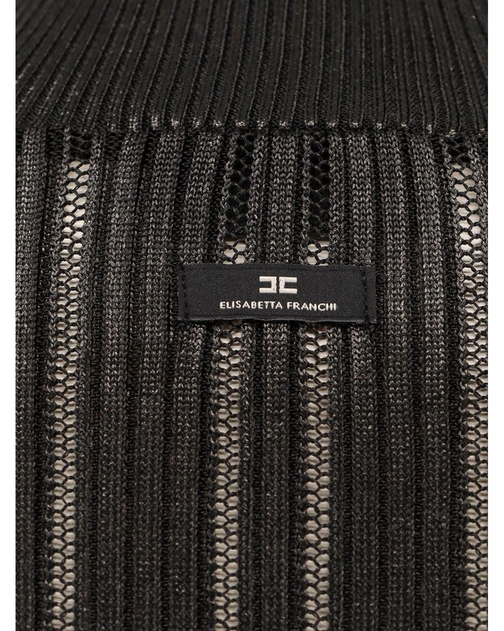 Elisabetta Franchi Black Metallic Fabric Turtleneck Sweater