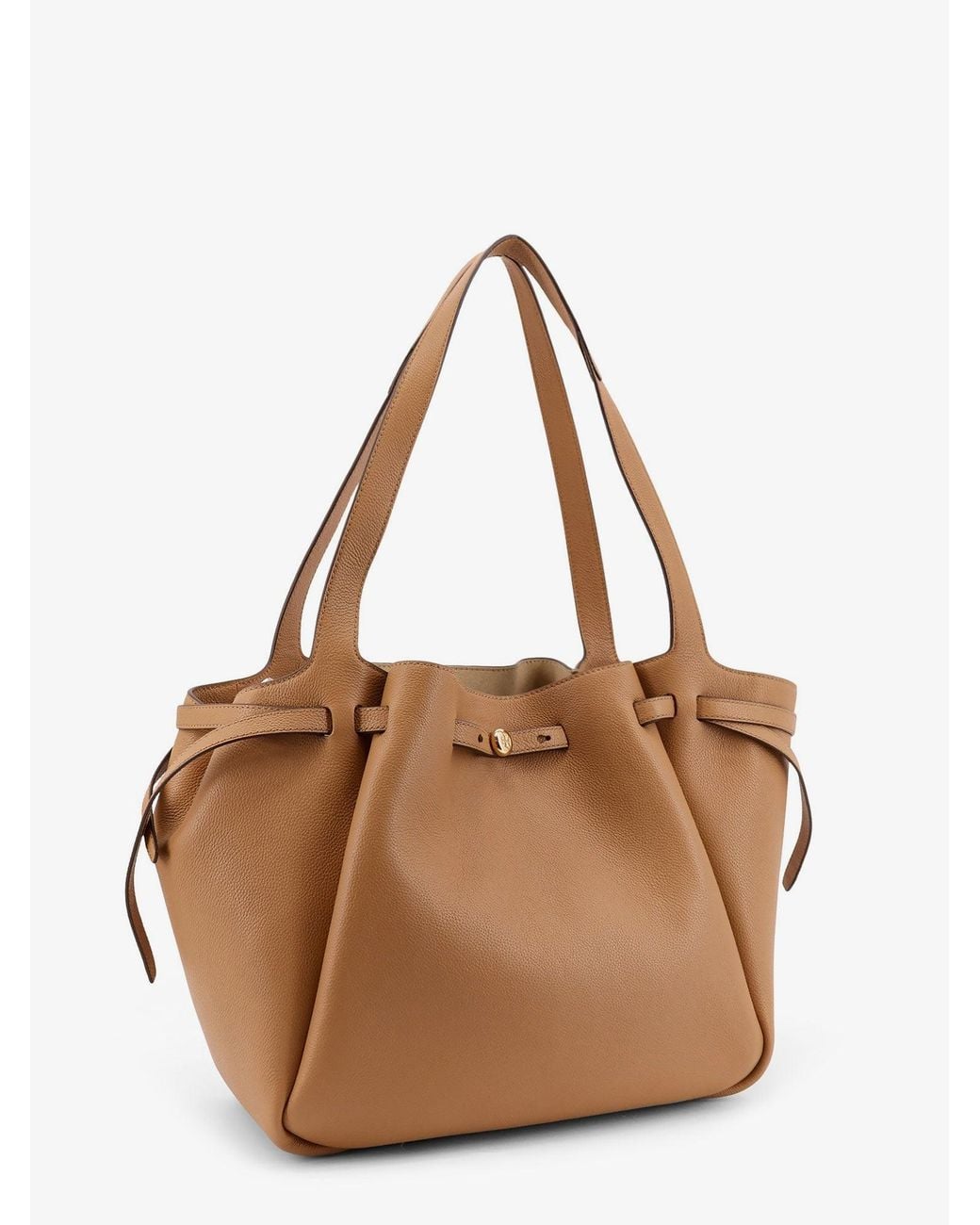 Tory Burch Brown Romy Pebbled Leather Tote Shoulder Bag