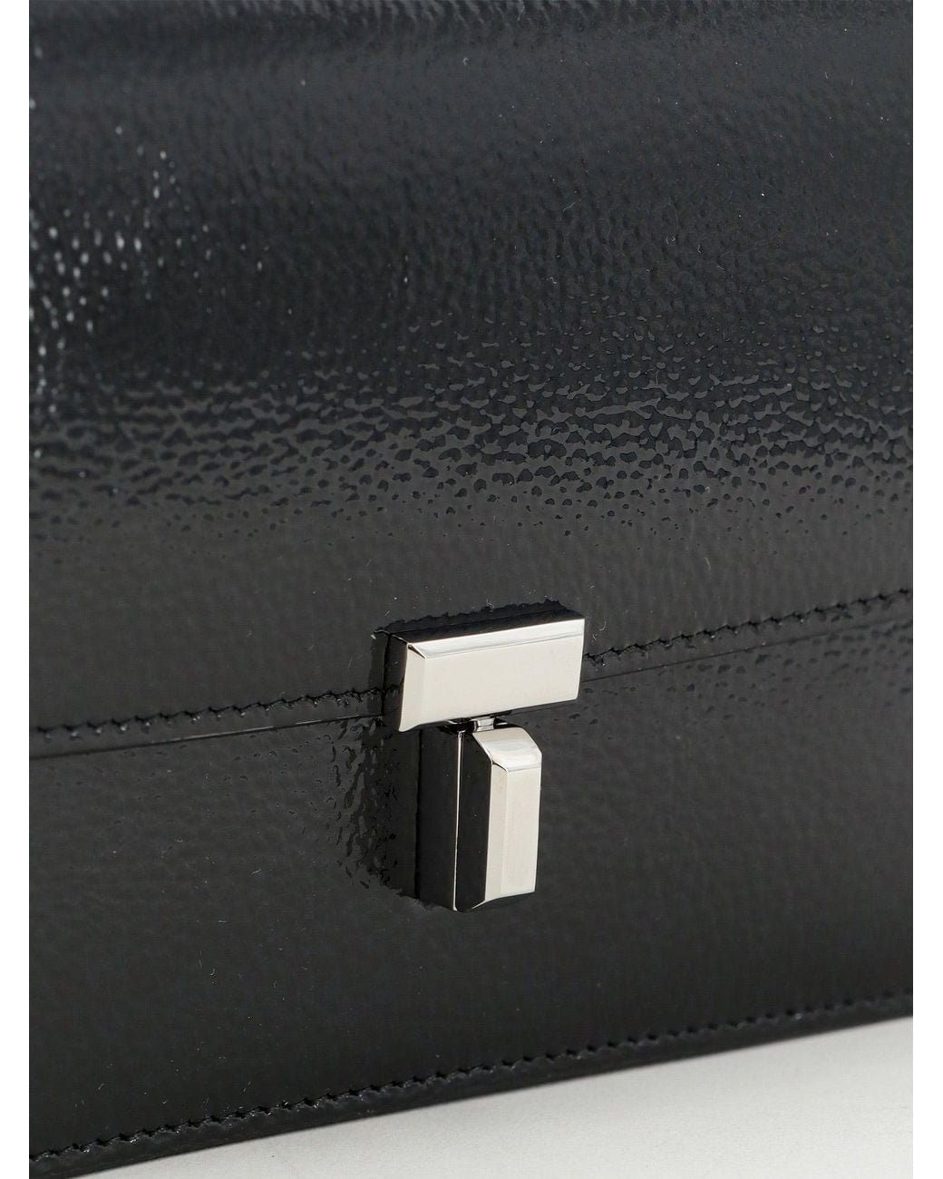 Totême  Black Patent T-Lock Crossbody Bag