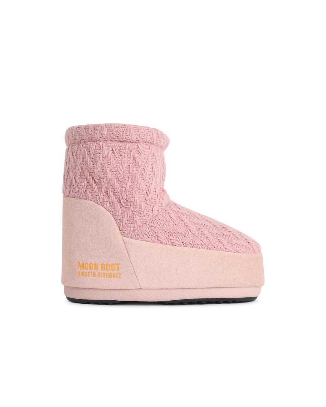 Moonboot Pink 'Icon Low Nolace Knit' Fabric Boots