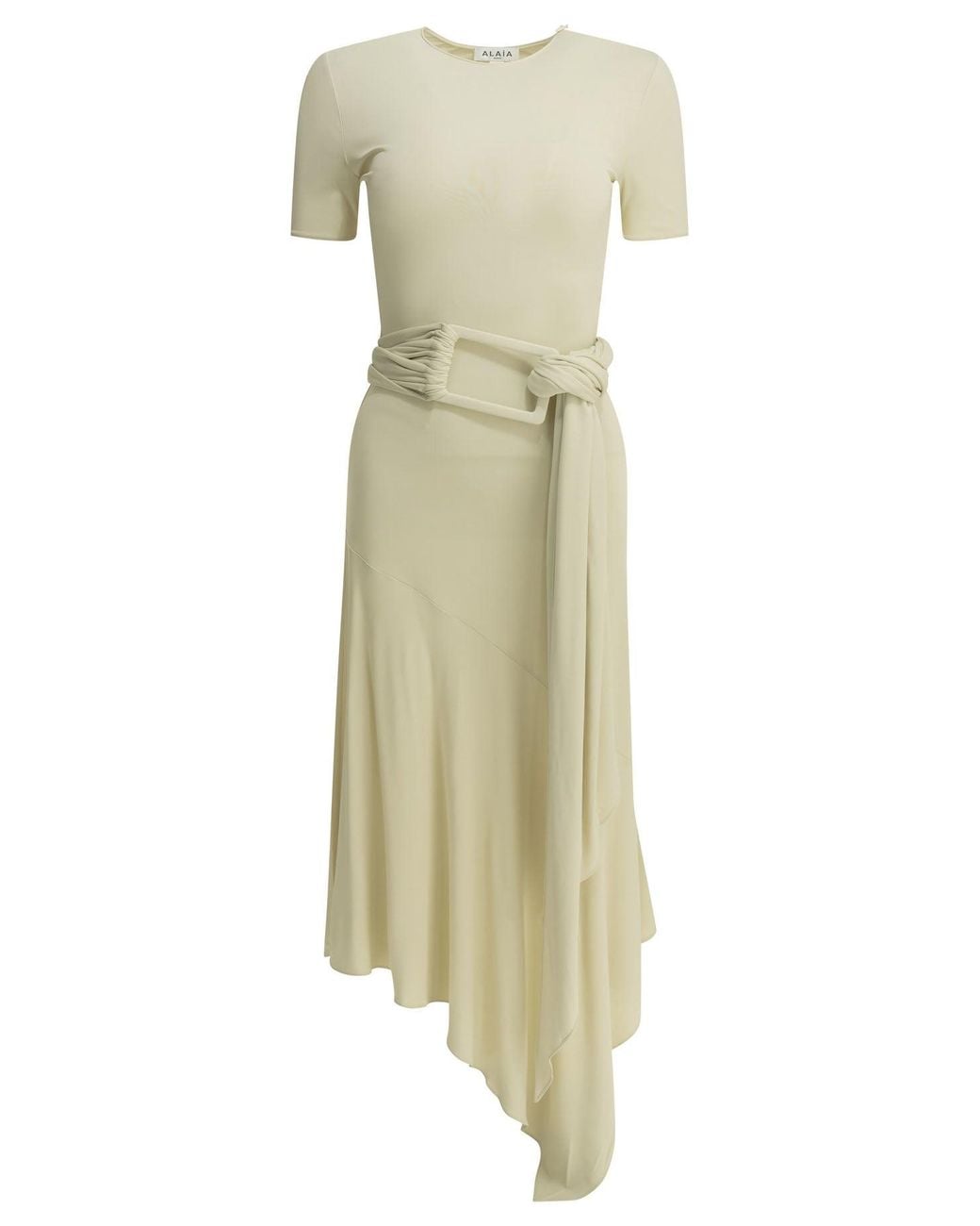 Alaïa White Alaïa Draped Midi Dress