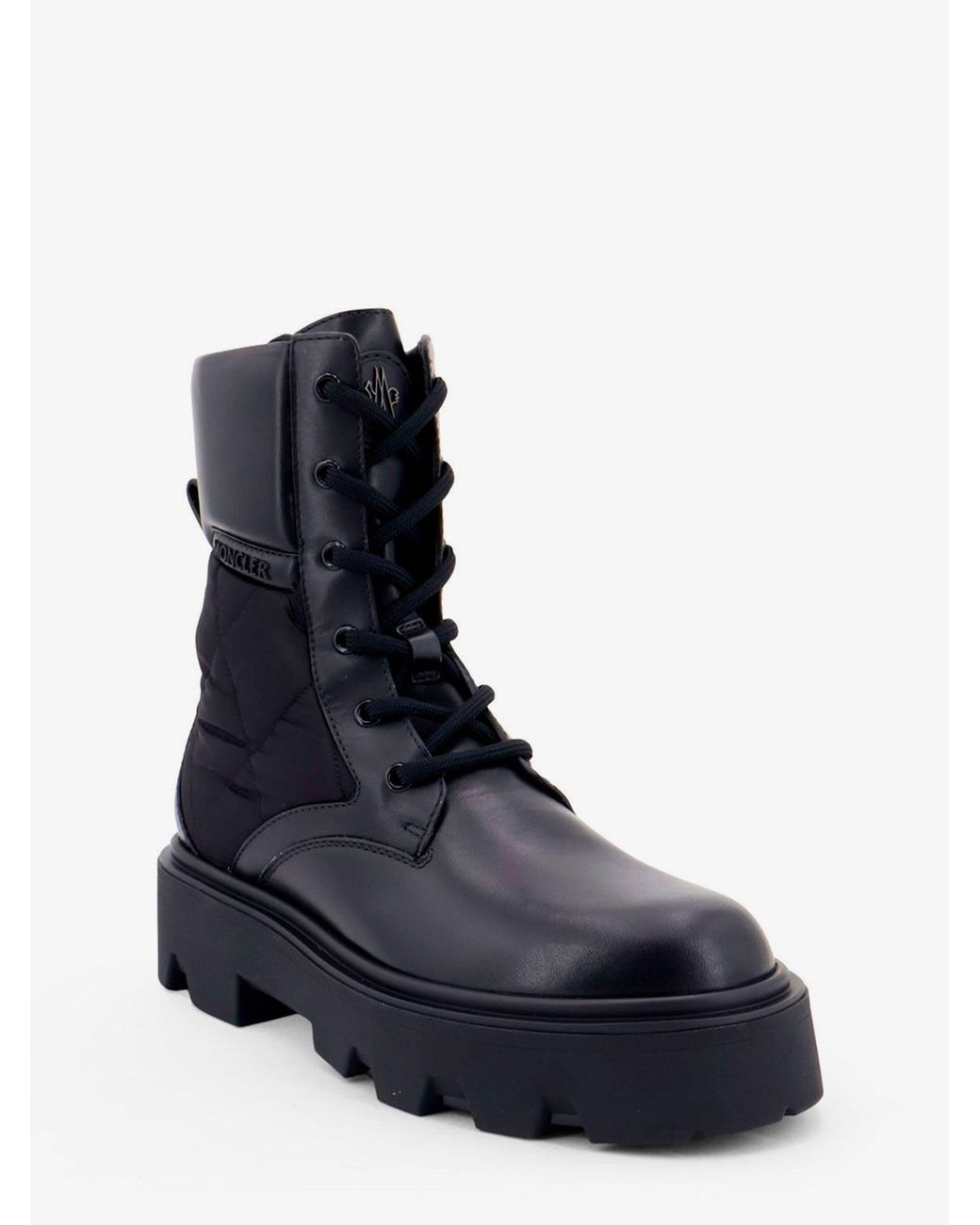 Moncler Blue Aurea Leather And Nylon Boots