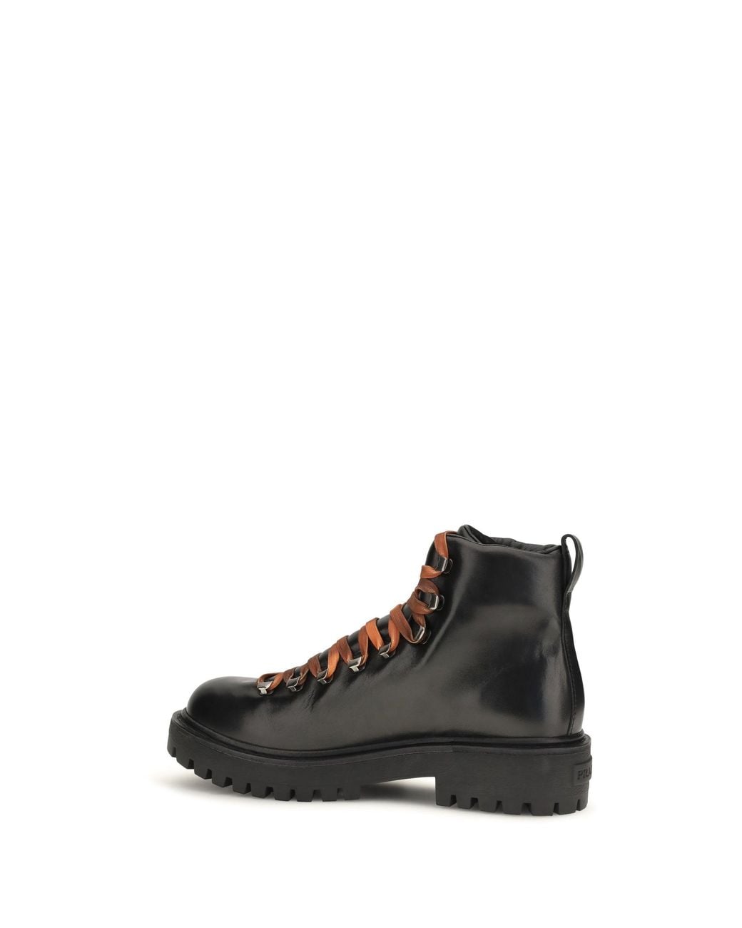 Prada Black Leather Lace-Up Ankle Boots Nero for men