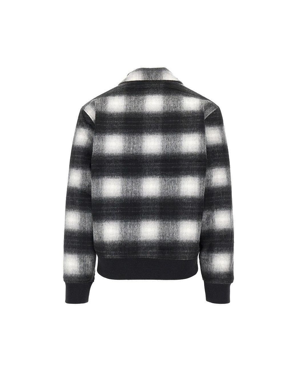 Les Deux Black Shadowcheck Varsity Jacket for men