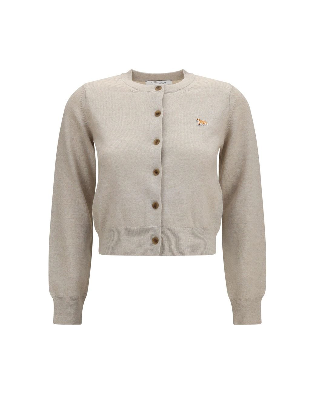 Maison Kitsuné White Baby Fox Cardigan Light Melange