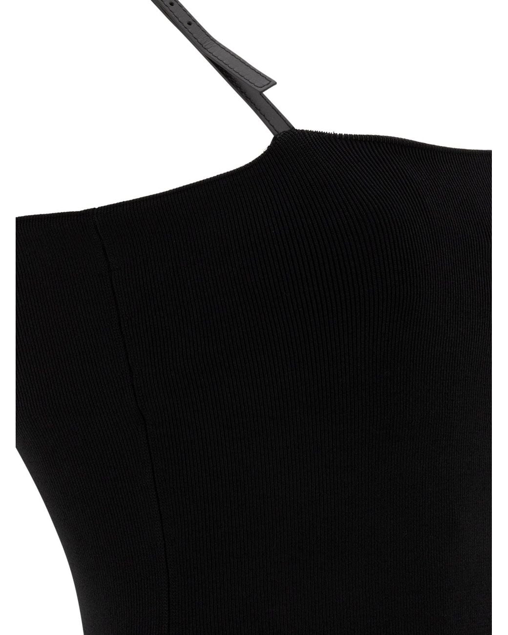 Acne Black Strap Logo Mini Dress For