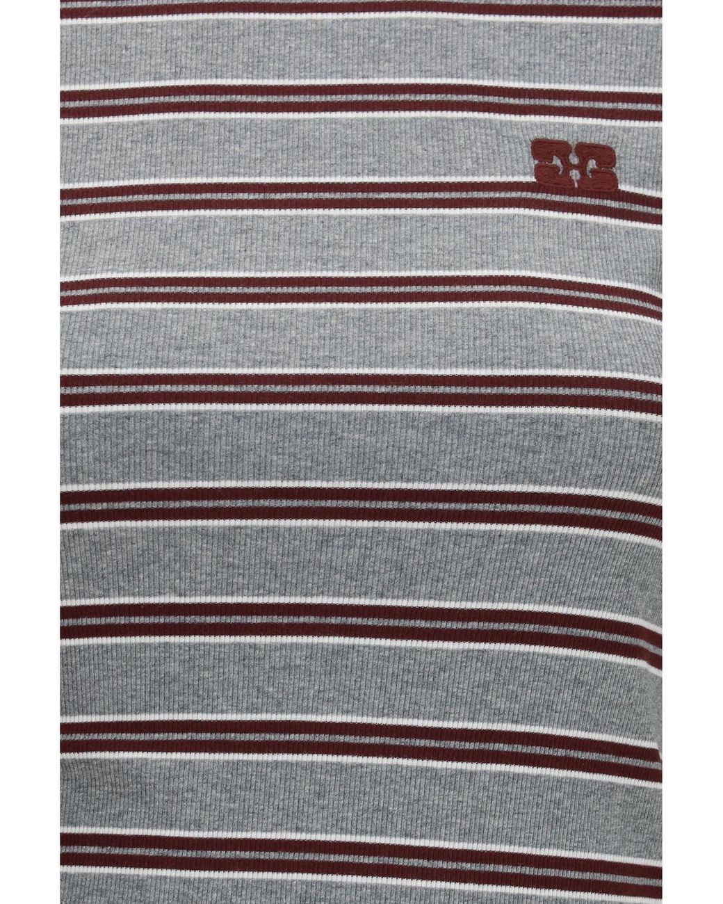 Ganni Gray Double-Sleeve Striped Cotton T-Shirt Port Royale