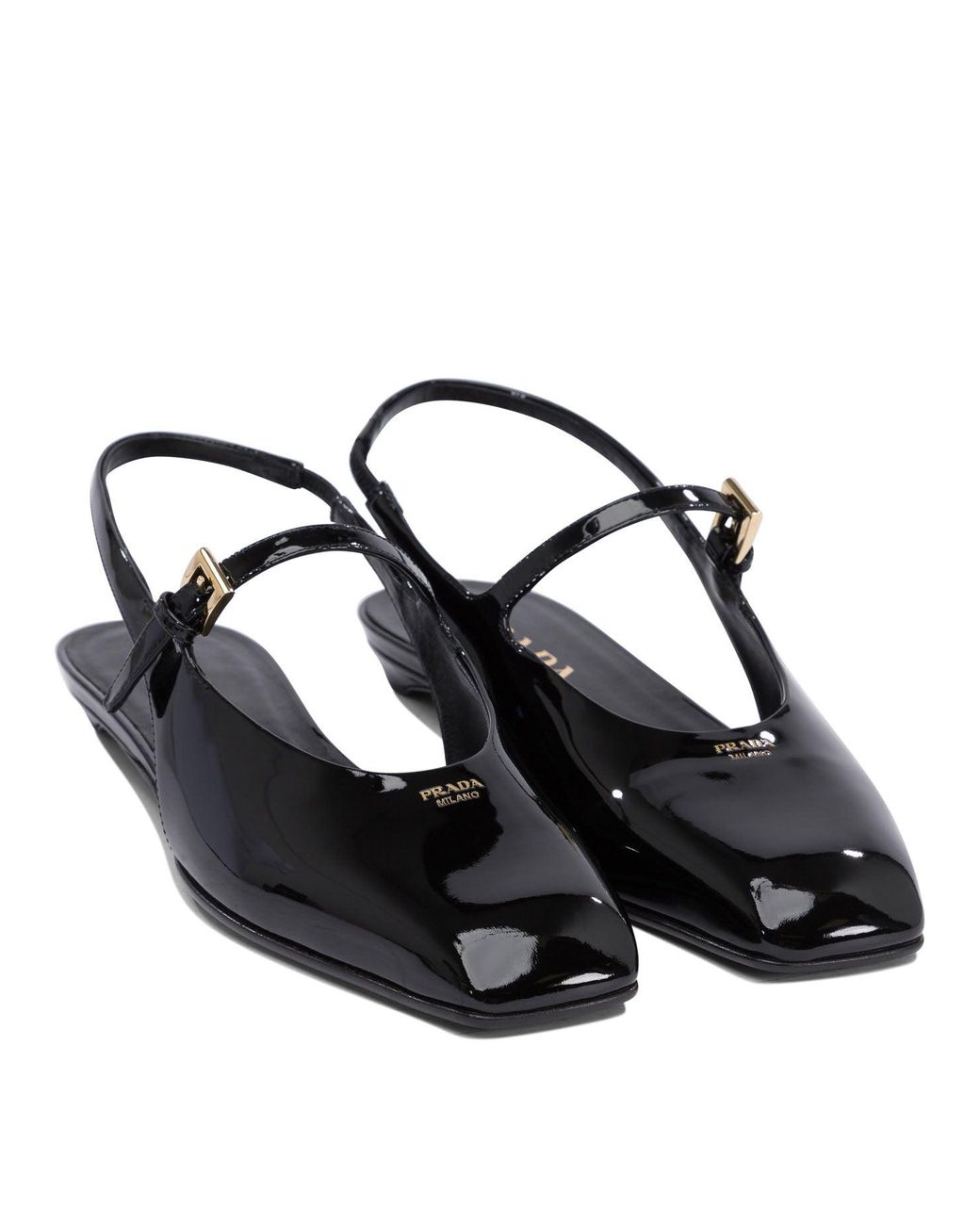 Prada Black Patent Leather Slingback Ballet Flats