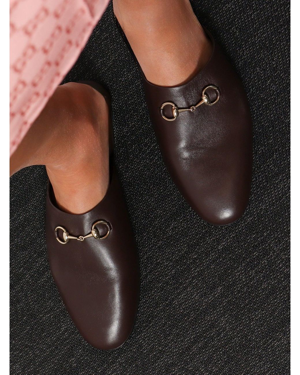 Gucci Brown Leather Mule With Horsebit