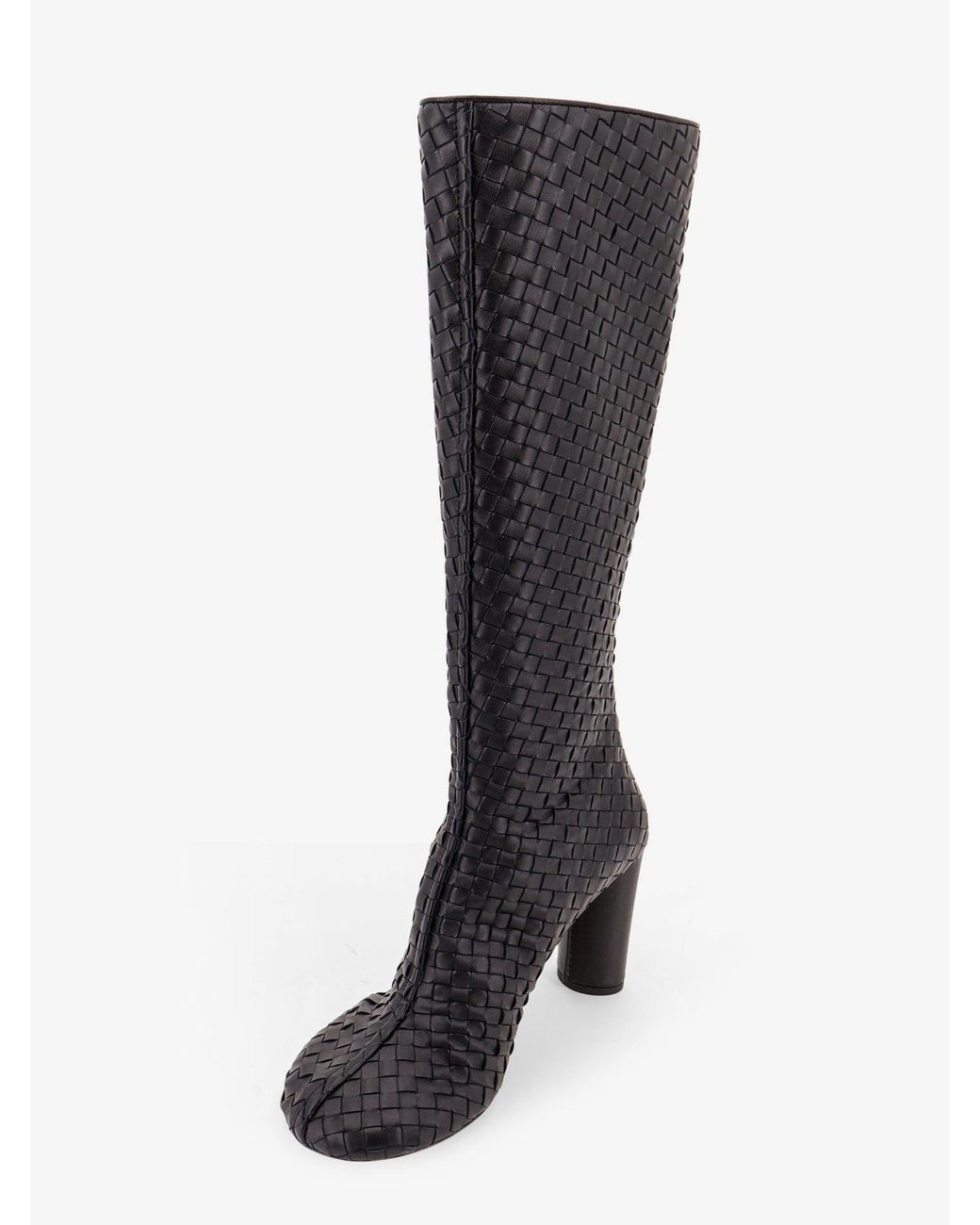 Bottega Veneta Black Cherry Braided Pattern Boots