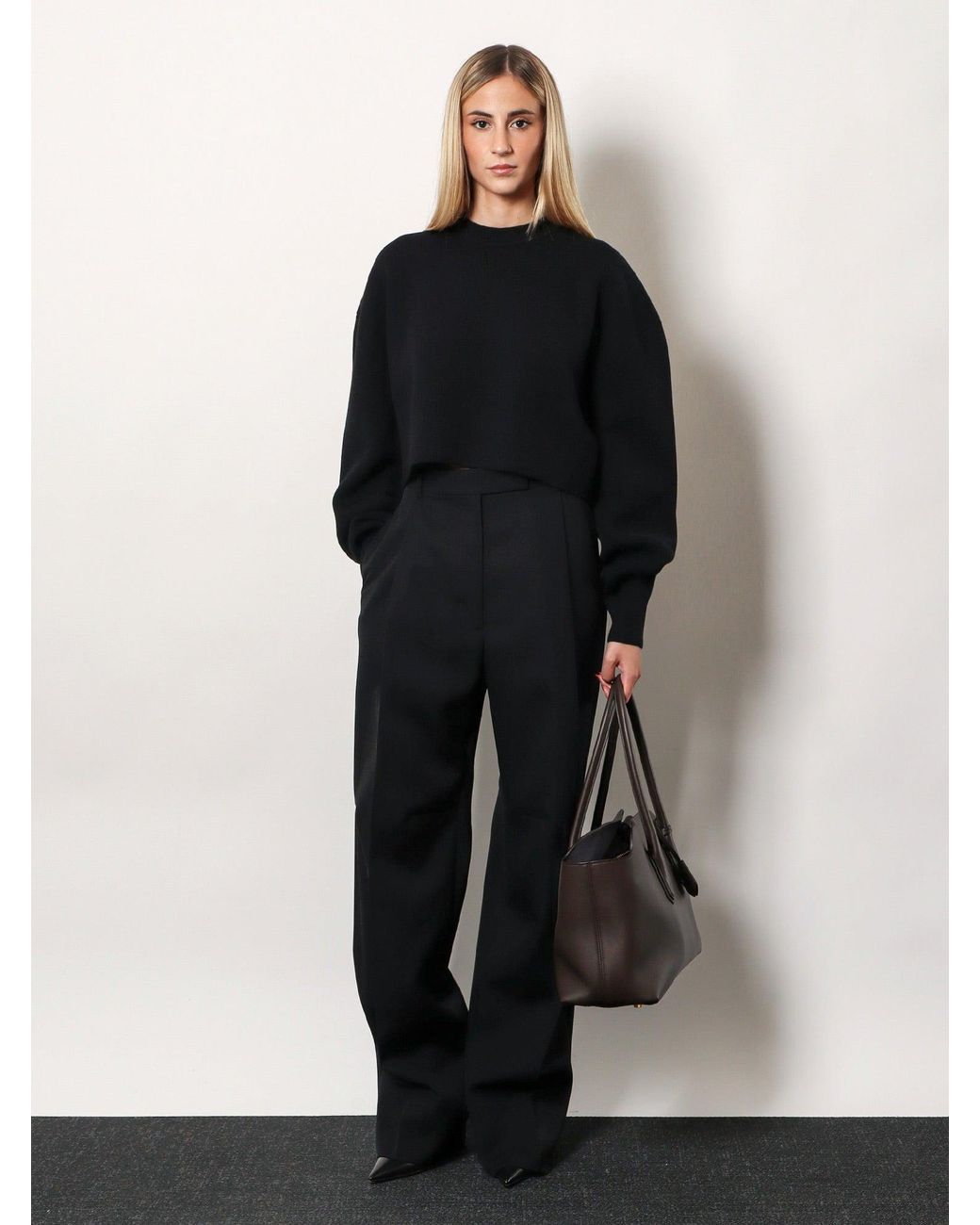 Tom Ford Black Sharp Wool Pants With Pleats