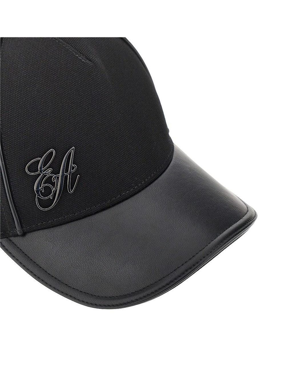 Emporio Armani Black Canvas Baseball Cap With Ea Logo