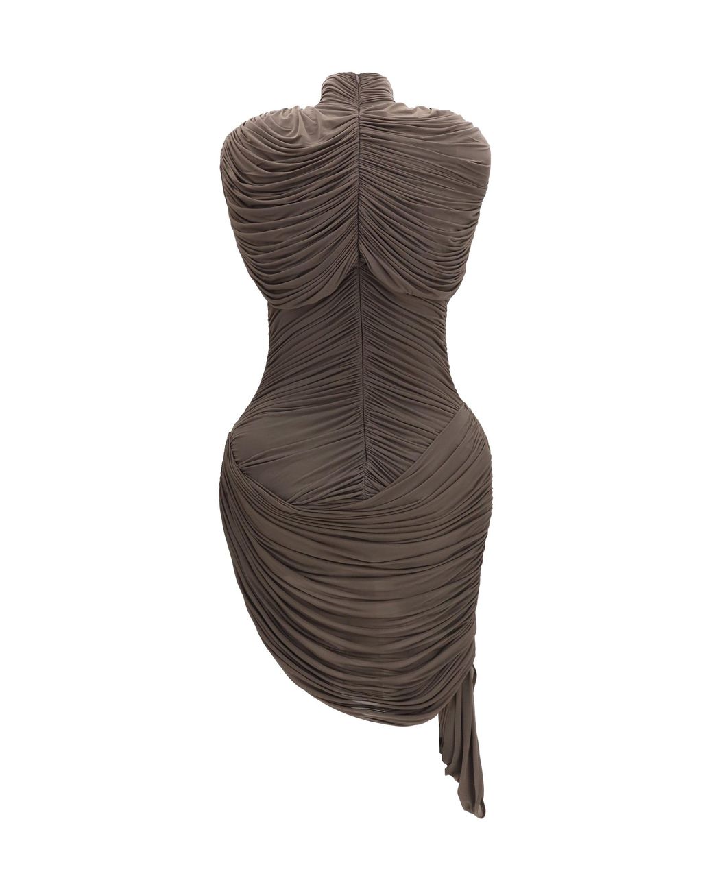 Magda Butrym Brown Dress Draped High-Neck