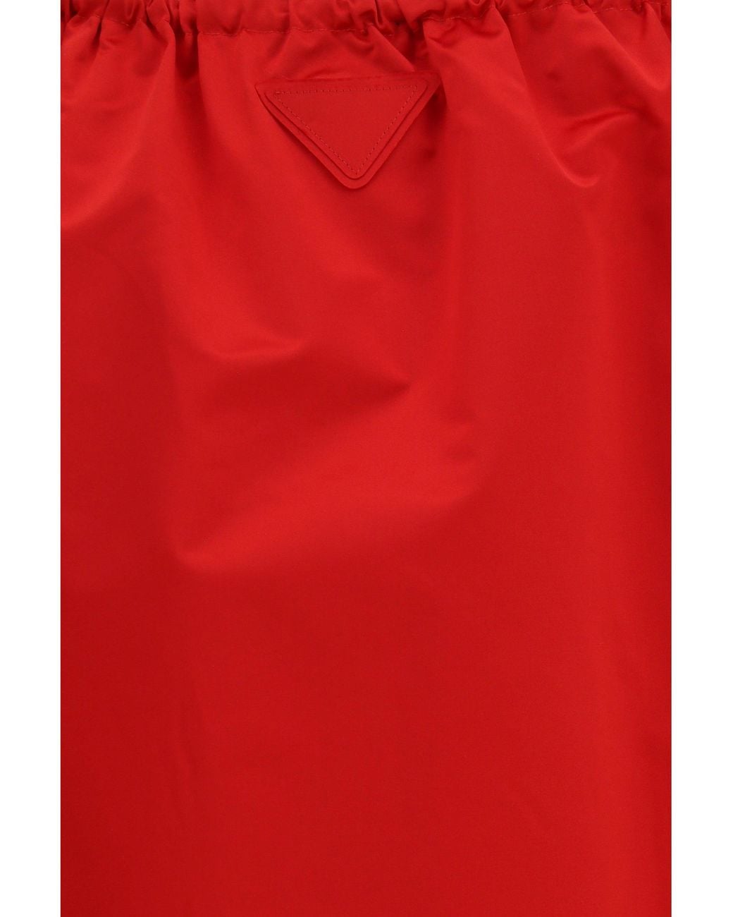 Prada Red Satin Midi Skirt With Drawstring
