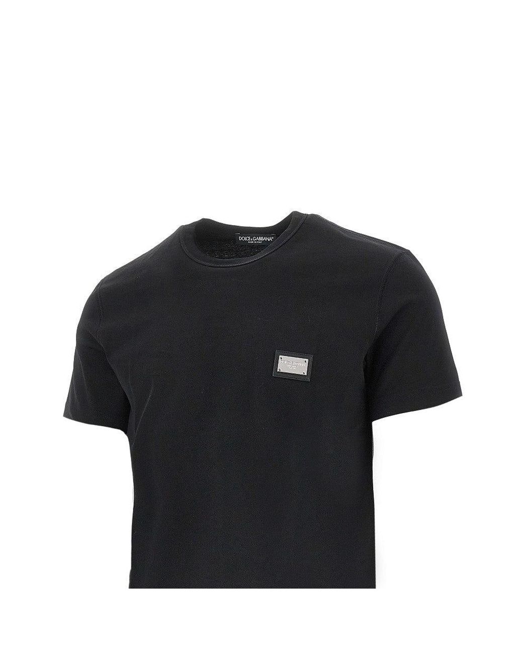 Dolce & Gabbana Black Logo Plate T-Shirt for men