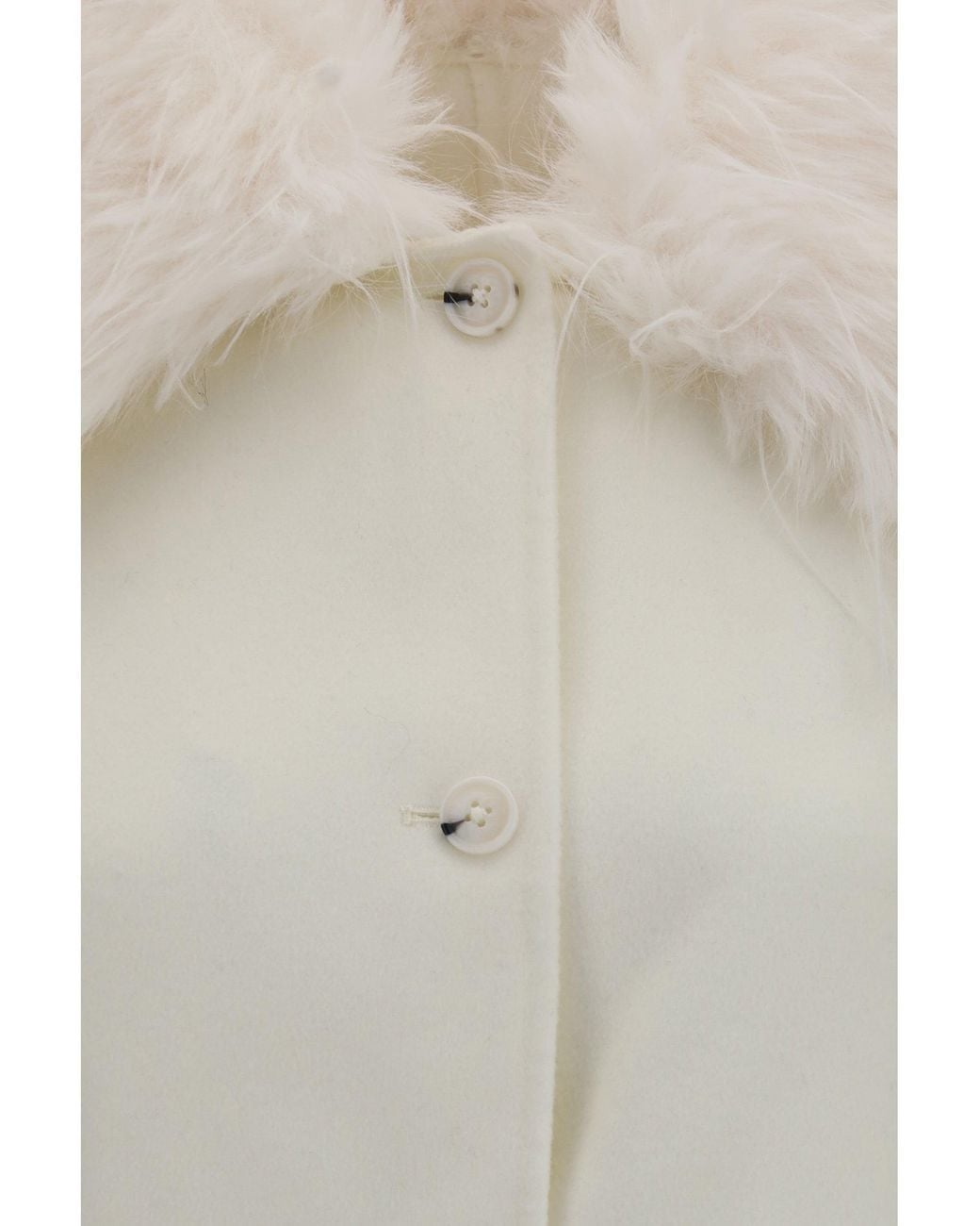 Loulou de Saison White Rafe Jacket Faux-Fur Collar Ivory