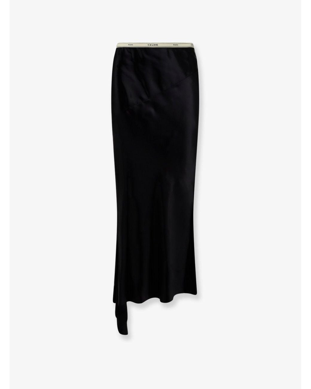 Céline Black Viscose Satin Midi Skirt