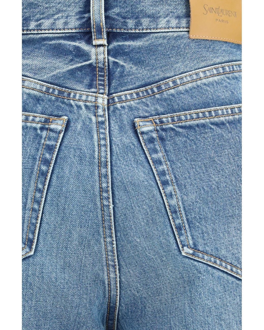 Saint Laurent Blue High Waisted Wide Leg Jeans