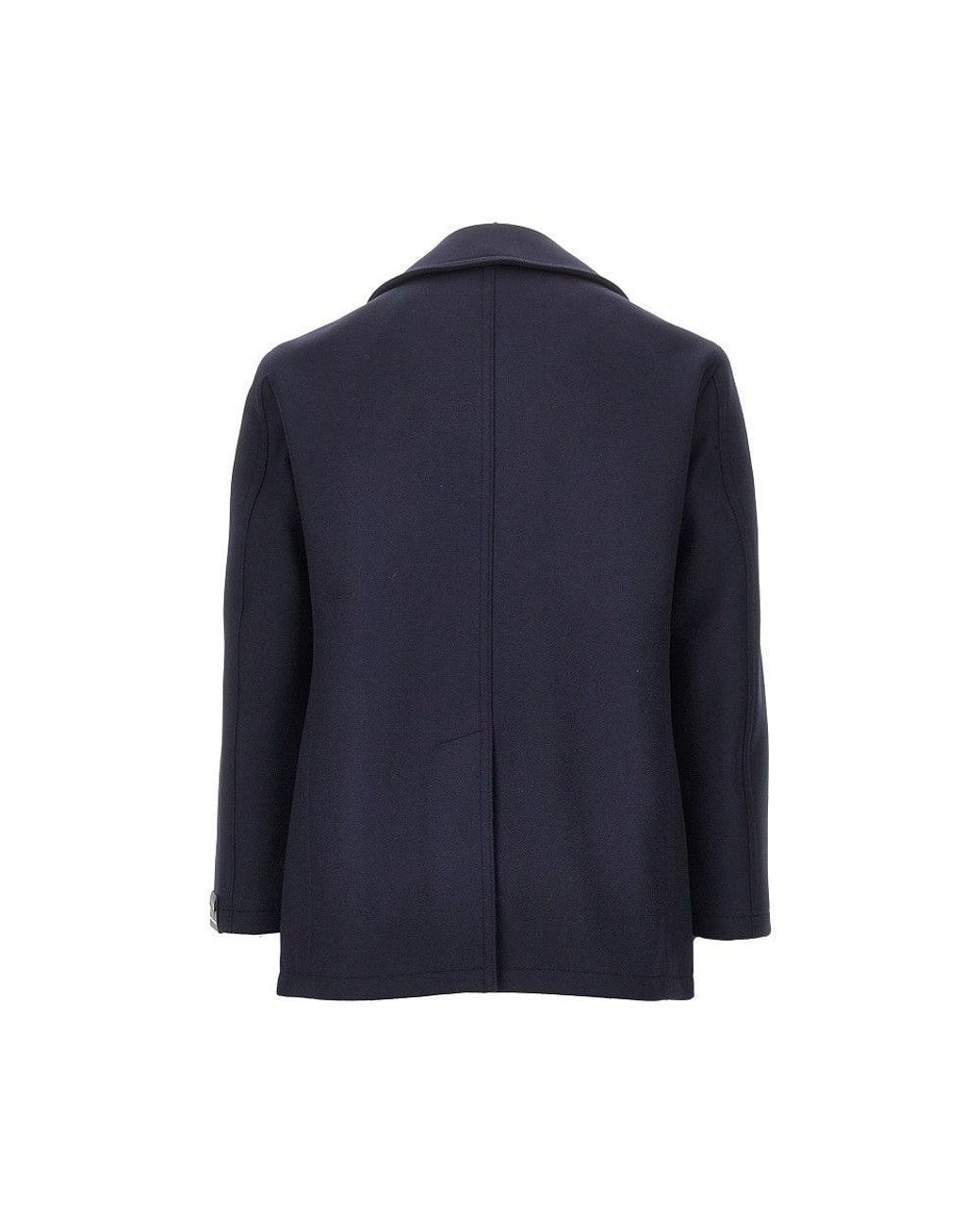 Tagliatore Blue Double Wool Double-Breasted Coat for men