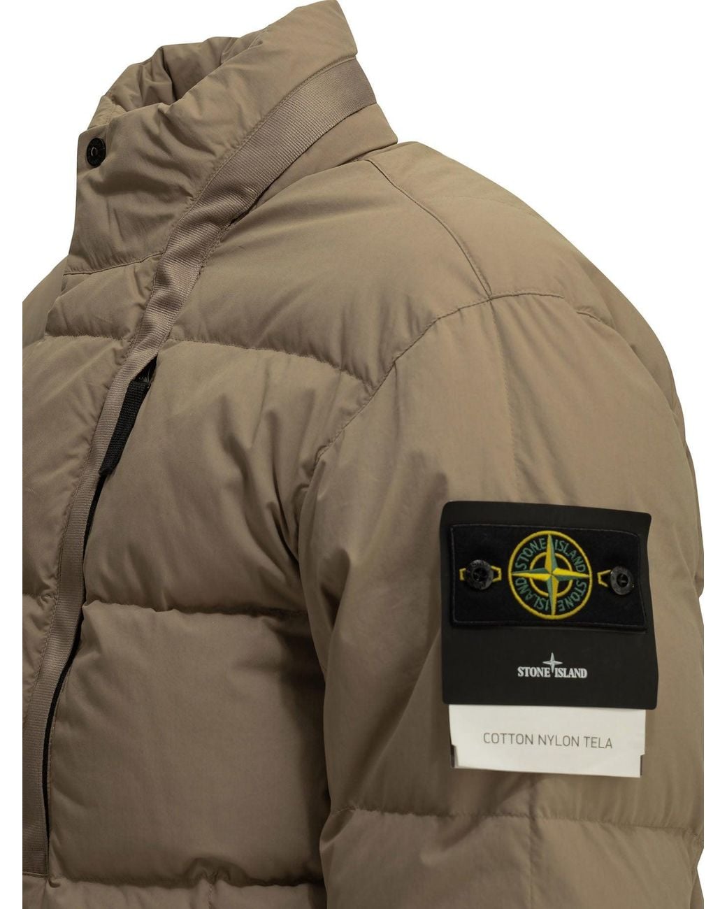 Stone Island Green Short Down Jacket With Logo for men