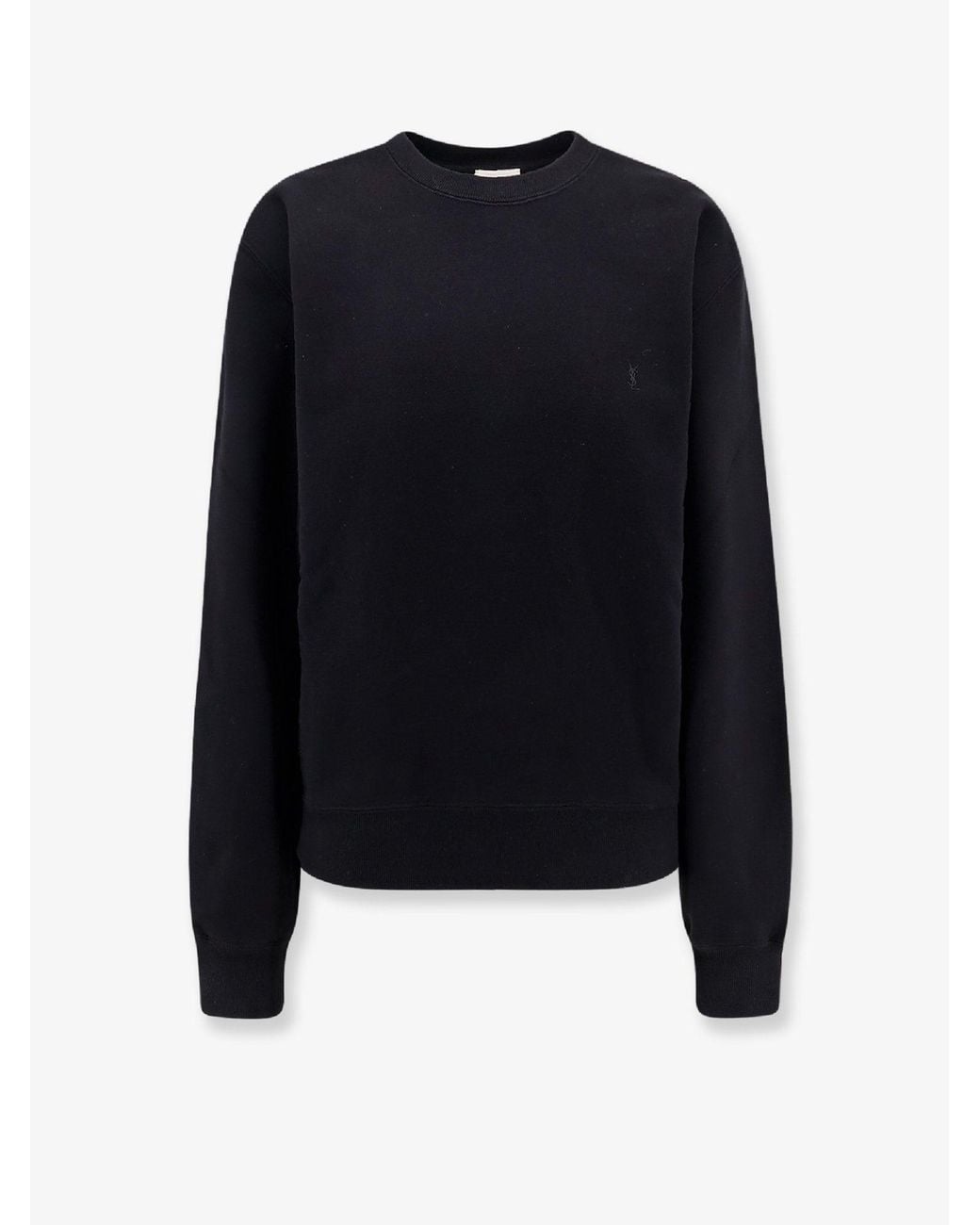 Saint Laurent Blue Certified Cotton Sweatshirt With Cassandre Embroidery