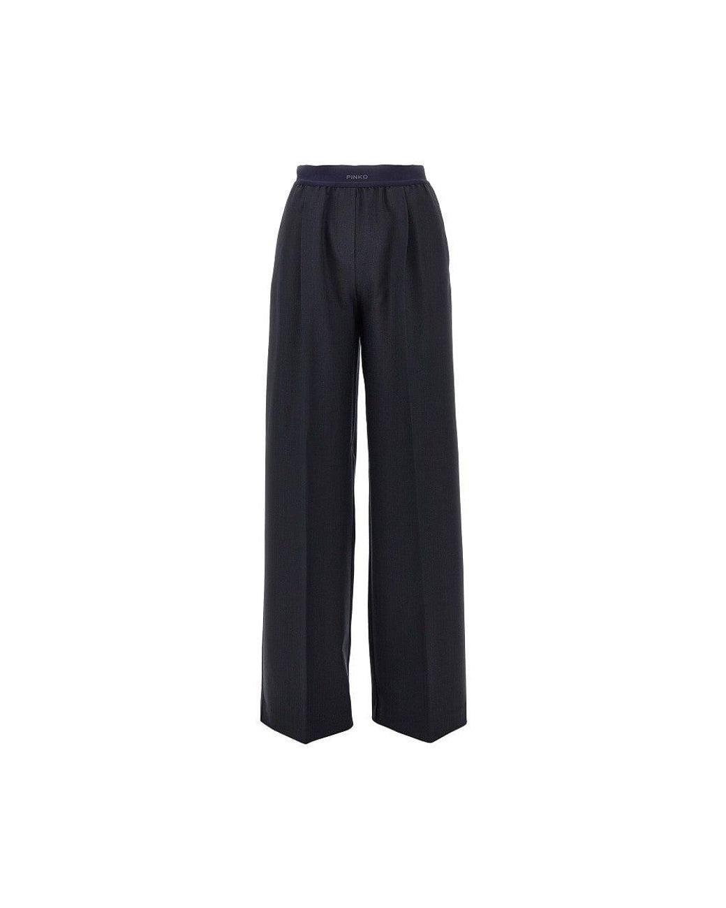 Pinko Blue Stretch Wool-Blend Wide-Leg Pants