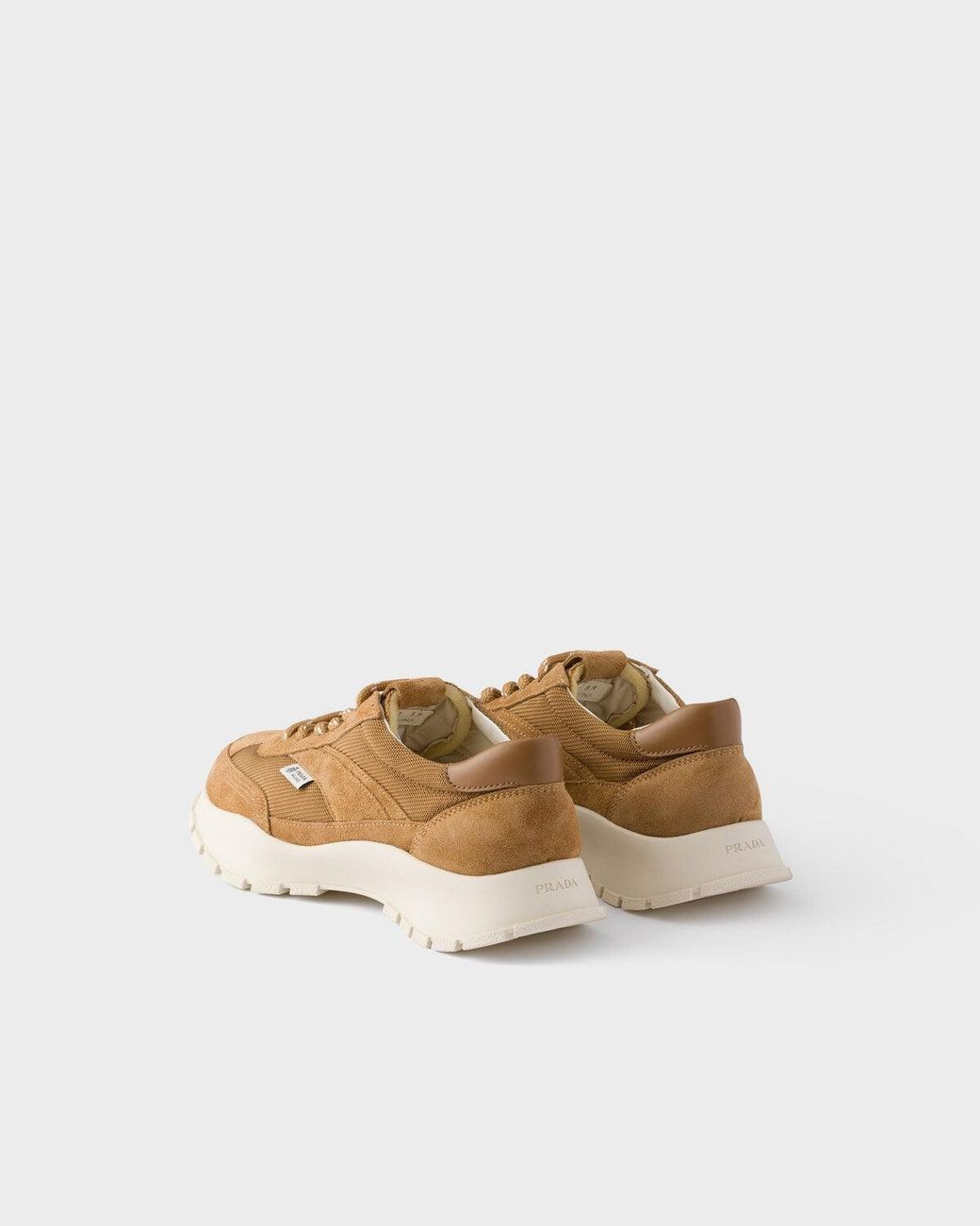 Prada White Suede And Mesh Sneakers