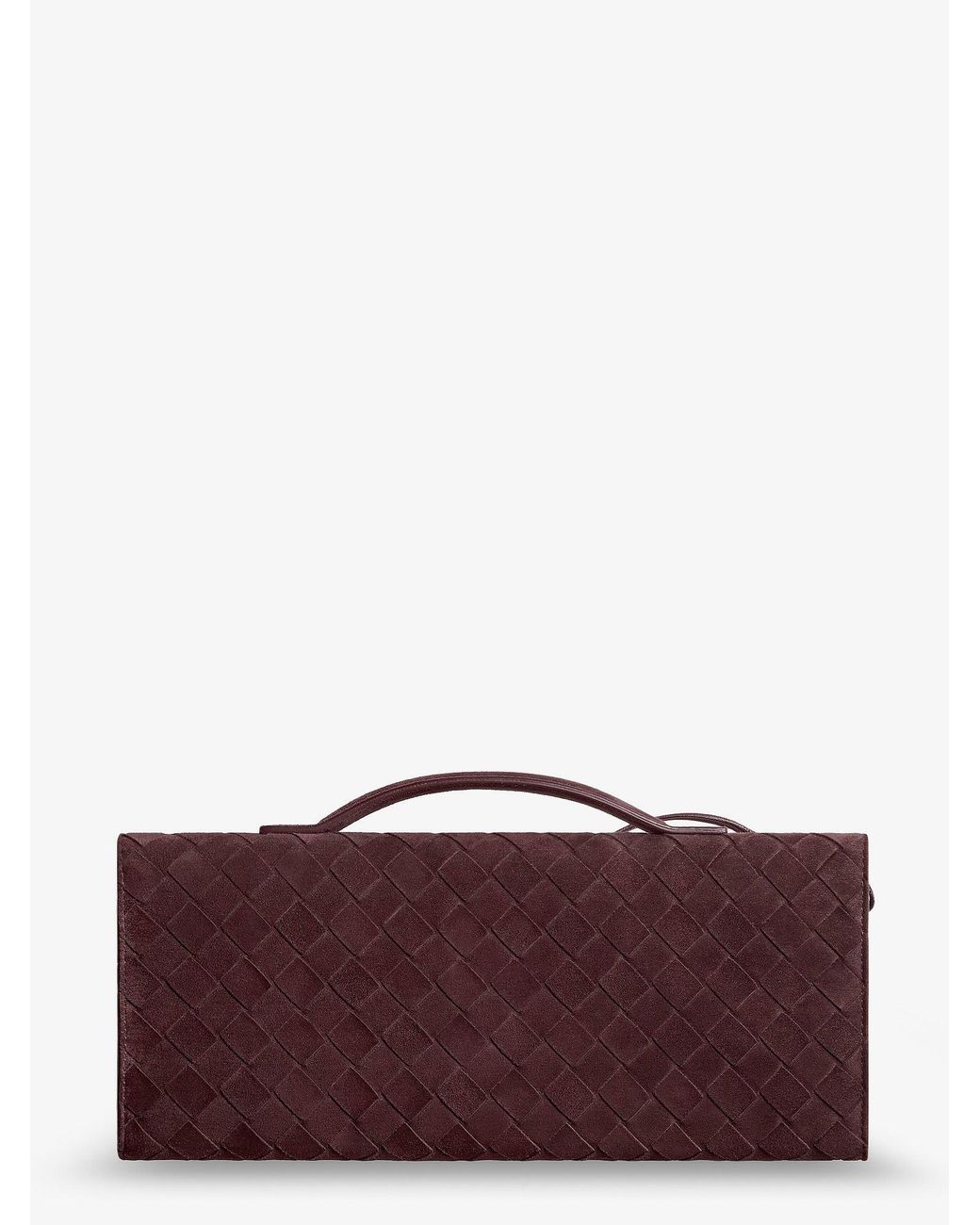 Bottega Veneta Purple Andiamo Suede Clutch With Intrecciato Pattern