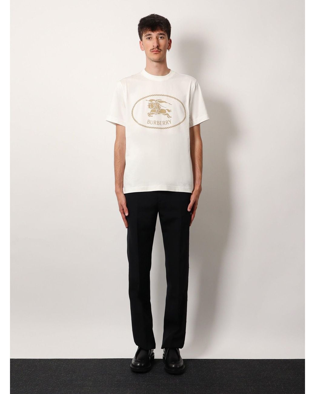 Burberry White Seth Biologic Cotton Blend T-Shirt for men