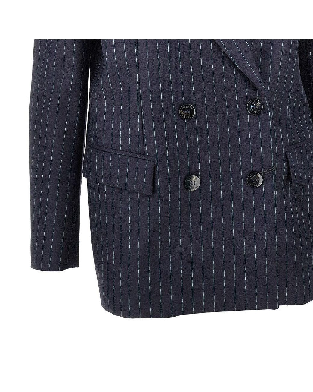 VI TO VI Blue 'Move' Pinstriped Wool Jacket
