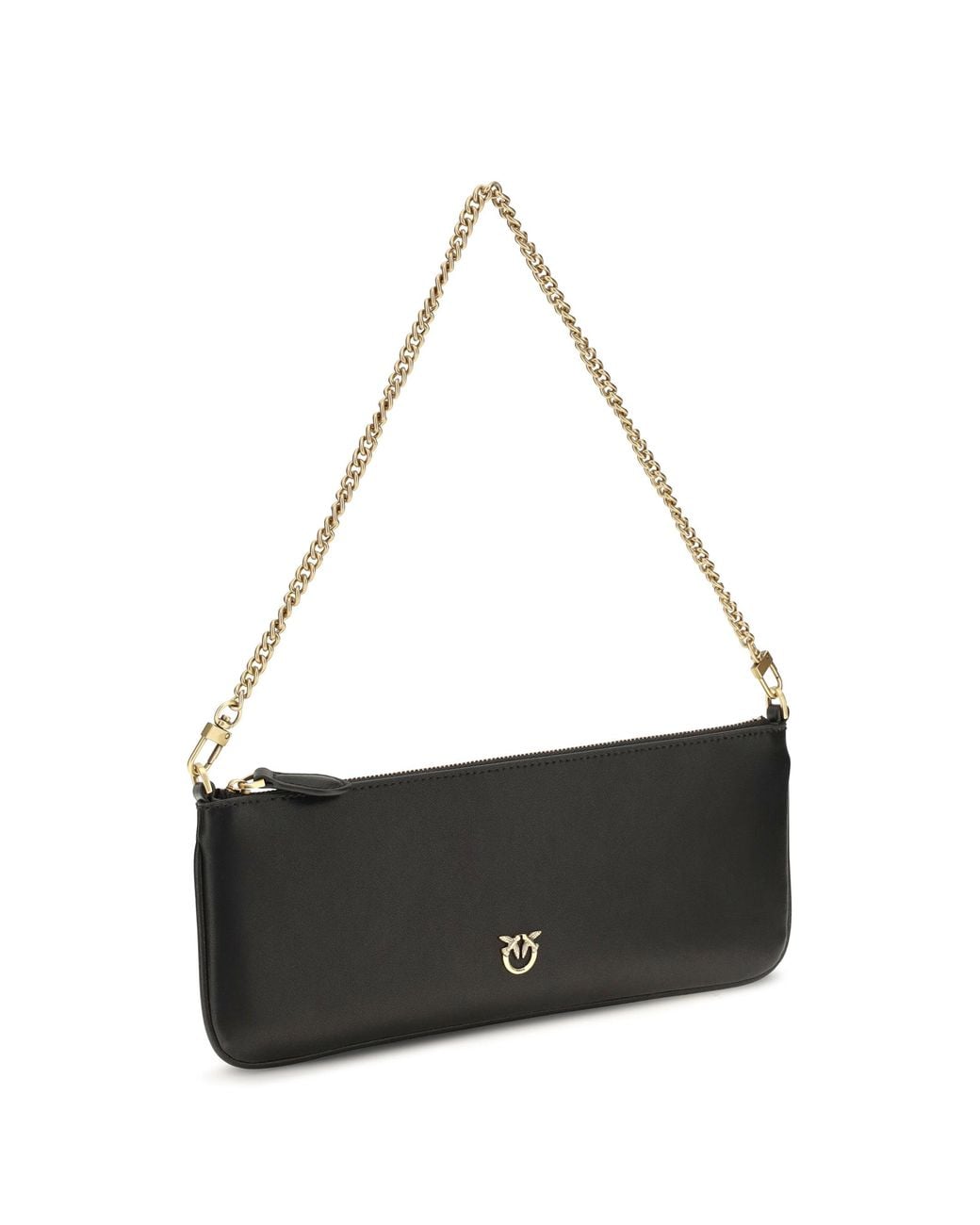 Pinko White Horizontal Flat Leather Wallet Nero-Antique