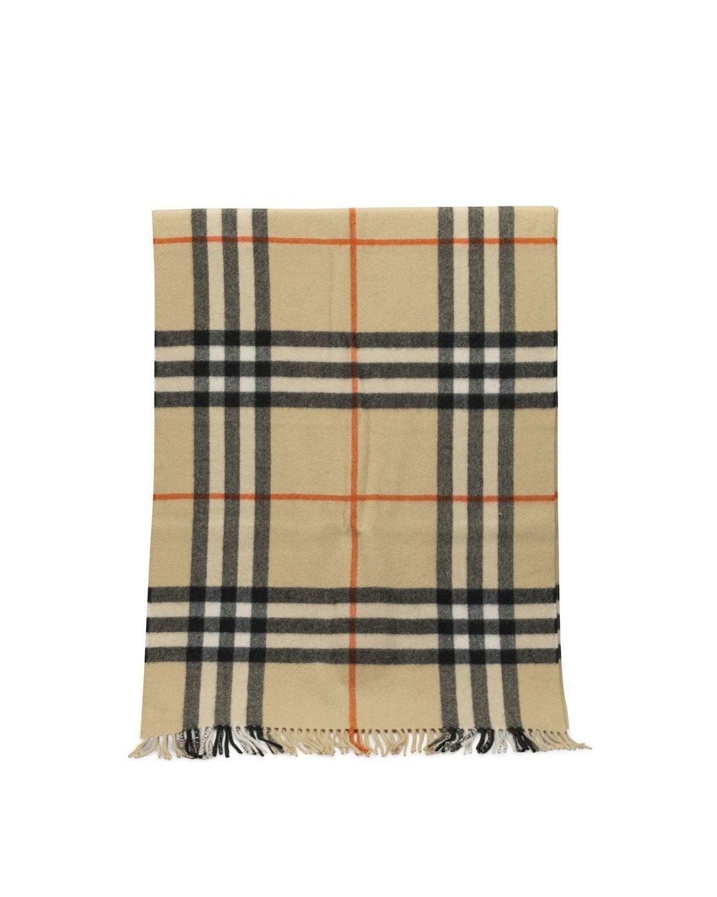 Burberry Natural "Check" Fringed Scarf