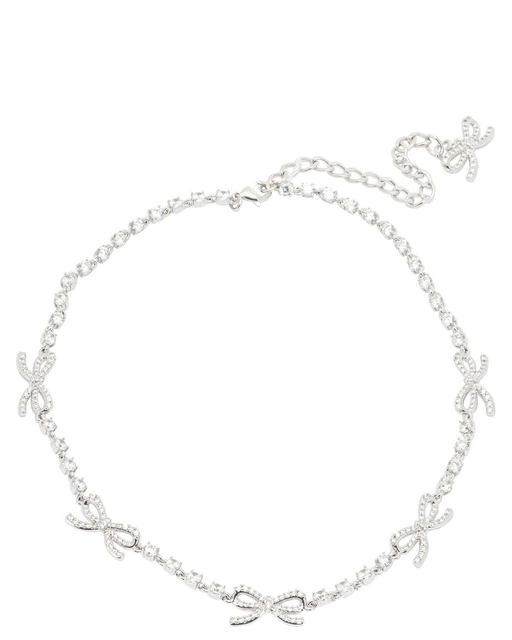 Self-Portrait Natural Necklace With Bows And Crystals