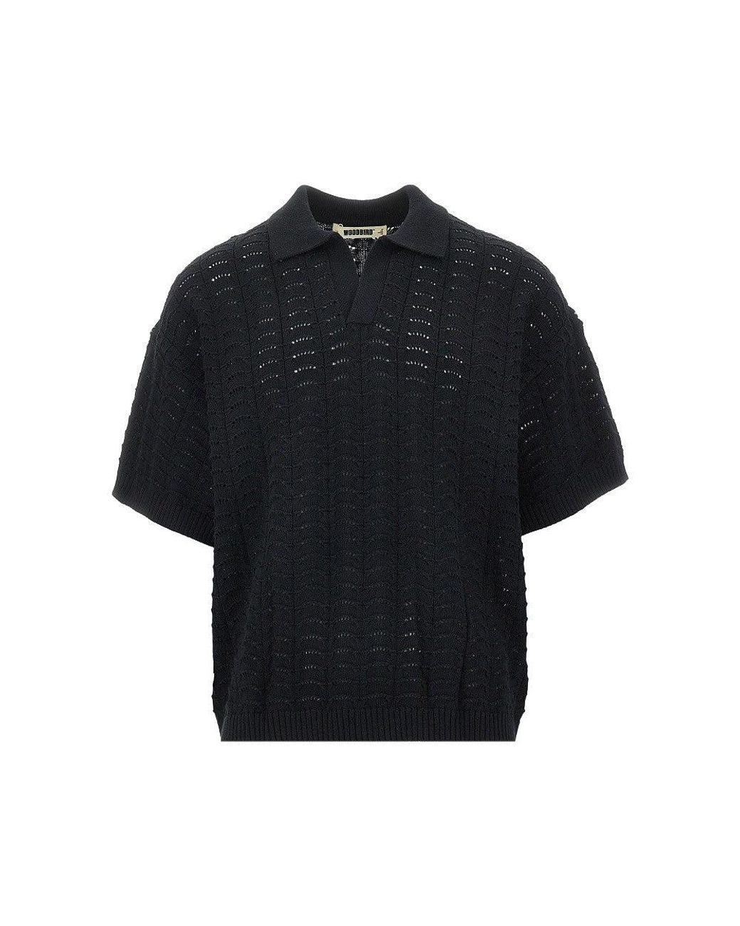 Woodbird Black Wbshimo Wave Polo Shirt for men
