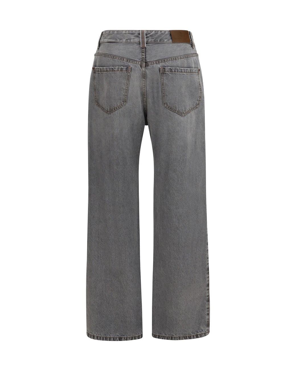 Brunello Cucinelli Gray Wide-Leg Cotton Denim Jeans Light